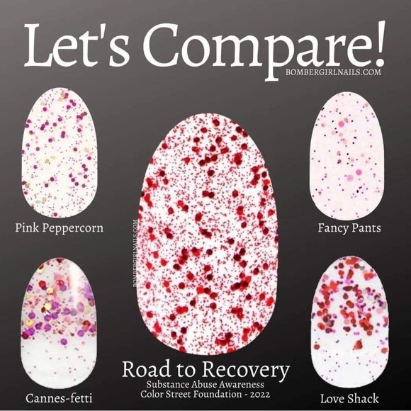 Color Street ROAD TO RECOVERY Substance Abuse Awareness Pink With Red Glitter - Picture 6 of 8